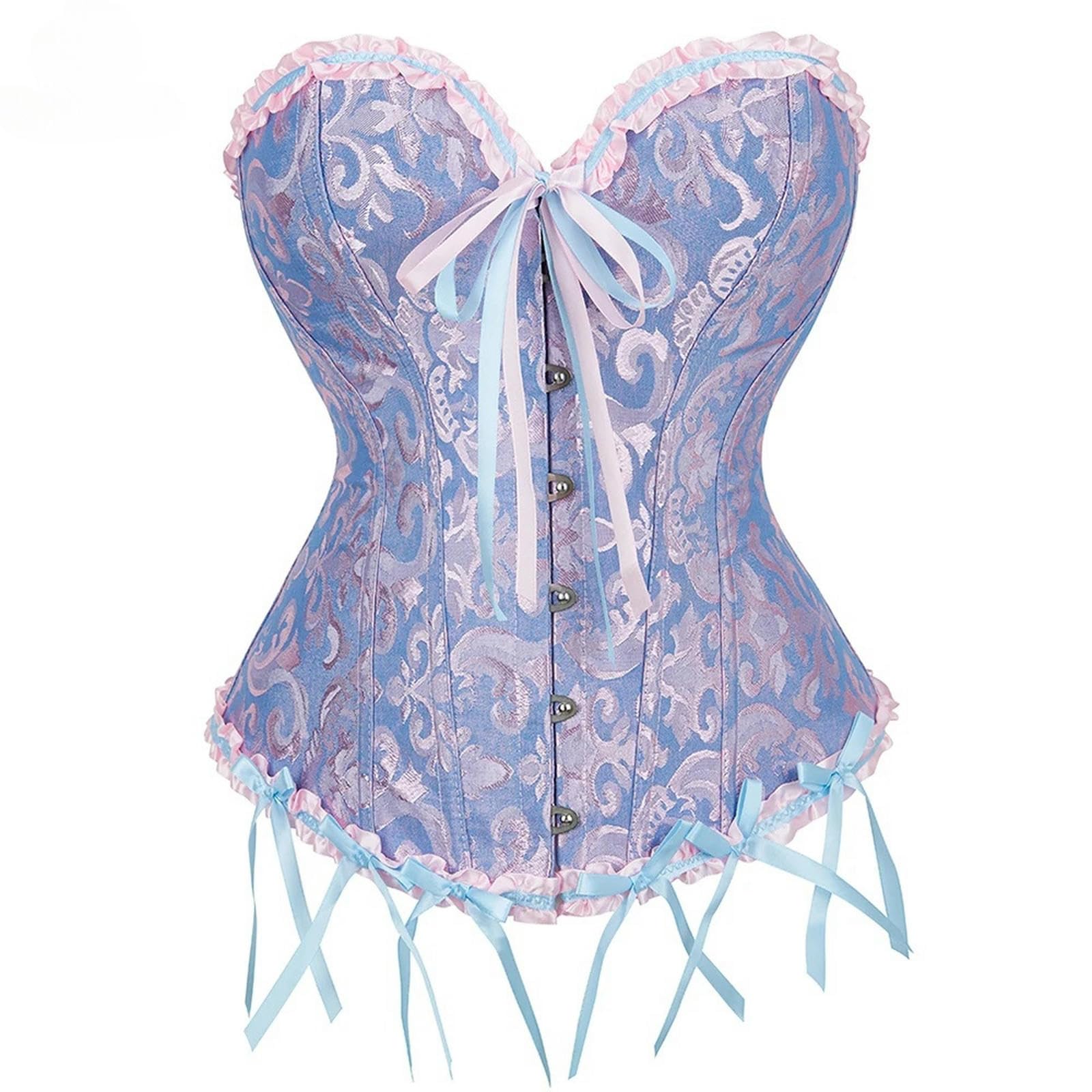 HAAR Top Bustier Aderente Punk Korset Donne Lingerie Danza Indossando Costumi Floreali Pizzo Ossato Corsetti E Bustieri