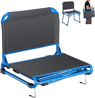 Stadium Seats with Back Support, Portable Folding Bleacher Chairs with Back and Cushion, 2-in-1 Stadium Seats Includes Shoulder Strap, Wide Stadium Seat for Bleachers