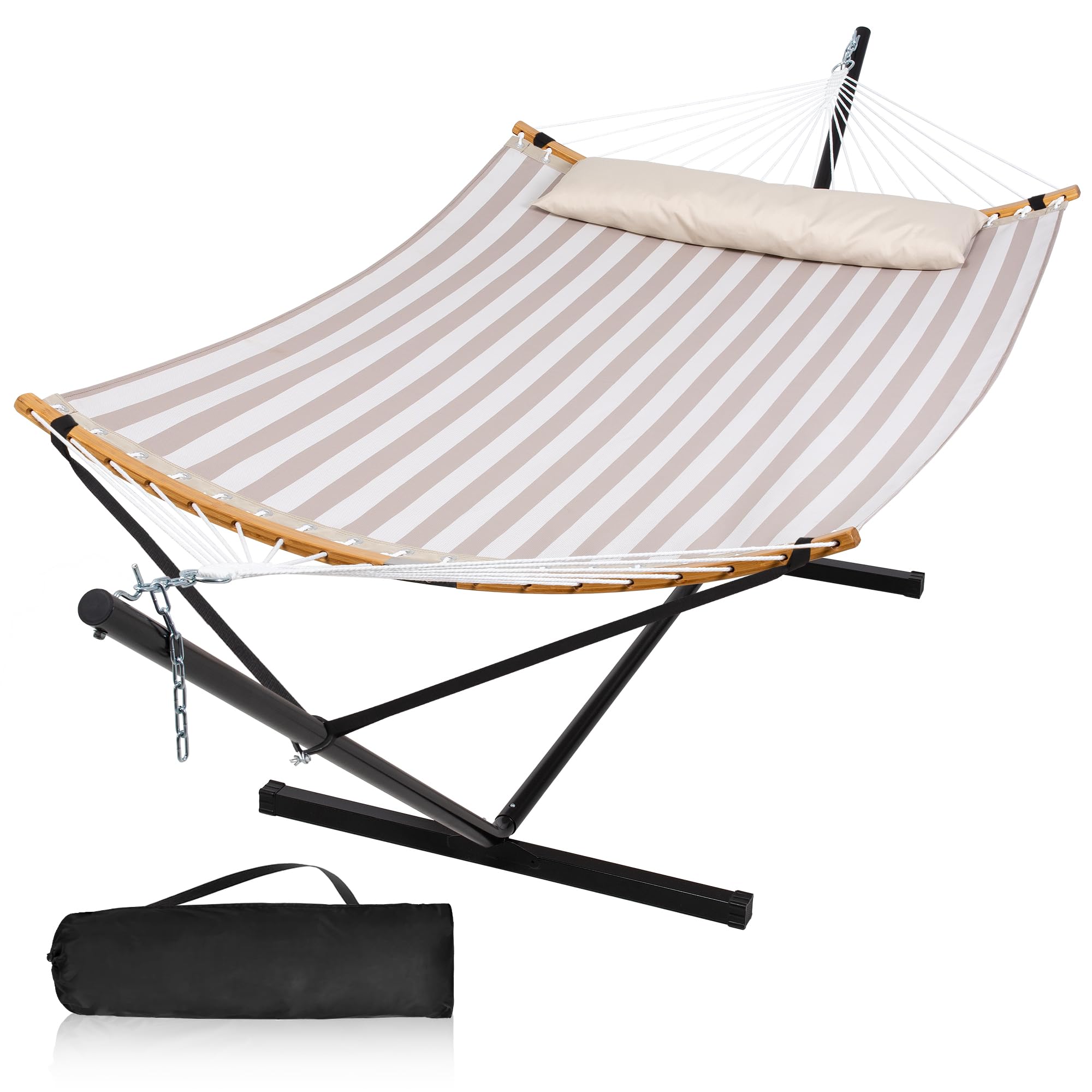 Mansion Home Double Hammock Light Brown Stripe
