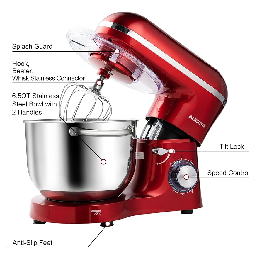 Amazon.com: Aucma Stand Mixer,6.5-QT 660W 6-Speed Tilt-Head
