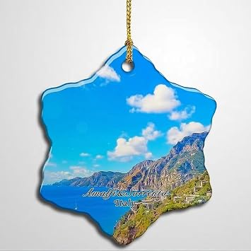 Amalfi Sorrento Italy Christmas Ornament Xmas Tree Decor Souvenirs Double Sided Snowflake Ceramic Porcelain Home Gifts