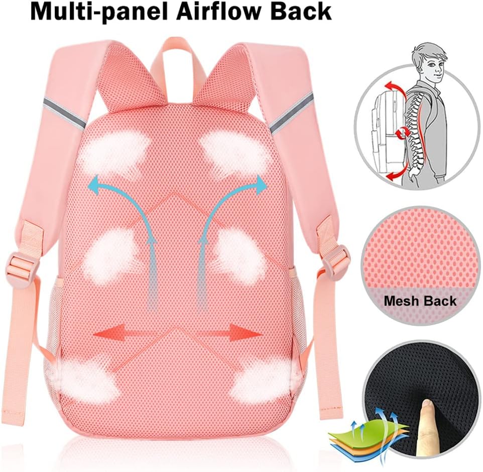 KCY Backpack for Boys Girls, Casual Daypack with Water Bottle Pockets Lightweight & Waterproof for Men Women Travel Work for Teenagers Kids School Bag Bookbag, Pink: Clothing, Shoes & Jewelry