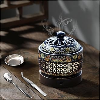 Ceramic Electric Incense Burner with LED Display, Resin Burner, Timing Temperature Adjustment, Electronic Aroma Diffuser For Indoor Air Purification, Home Decoration, Meditation, Yoga