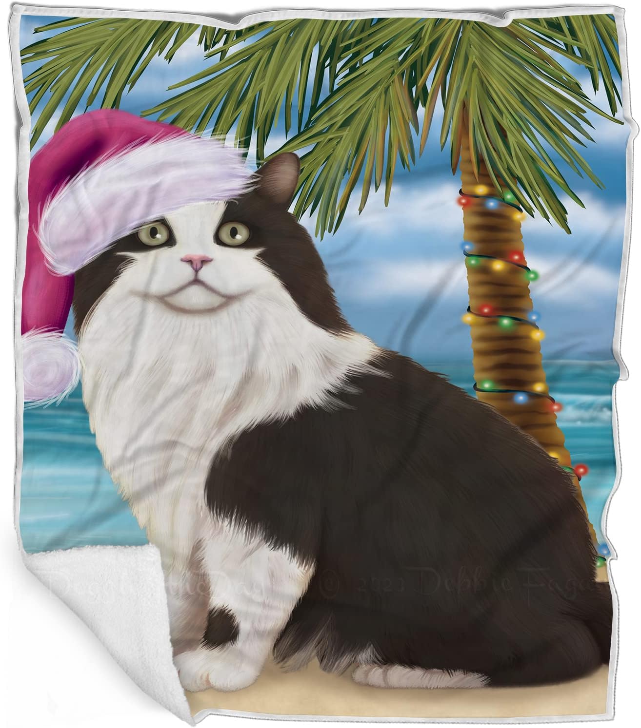 Doggie of the Day Cymric Cat Blanket - Christmas Summertime Beach - Super Soft & Warm Pet Theme for Sofa or Bed, Warm Fleece, Sherpa or Woven Material, BLNKT87651 (30x40 Fleece)