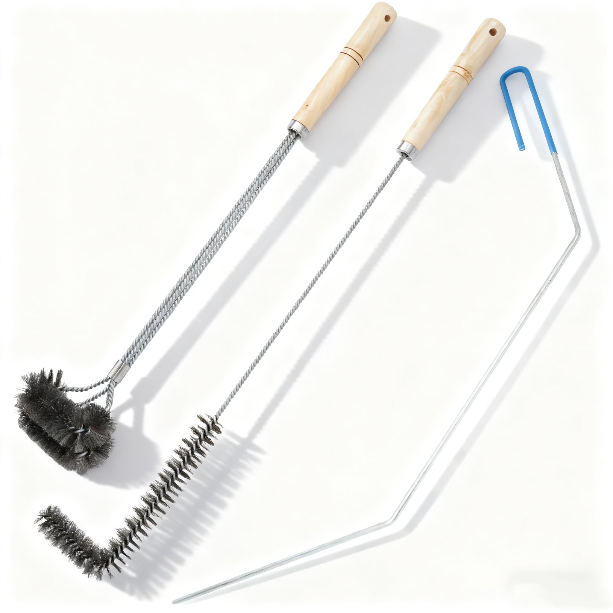 Inracity 3Pcs Deep Fryer Cleaning Tools, Include L-Shaped Fryer Cleaning Brush Stainless Steel Bristle Fryer Cleanout Rod, Deep Fryer Basket Cleaning Brush Kit for Kitchen Restaurant Bakery