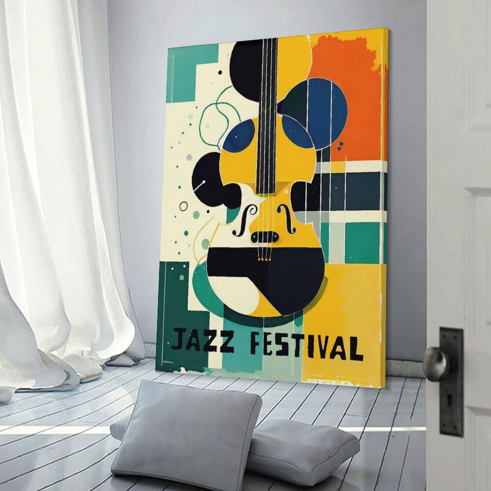 Junmoney Decorative Wall Artwork Vintage Jazz Festival, 24x36inch(60x90cm), for Living Room, Lounge Or Sitting Room, Modern Wall Decor for Cosy Interiors