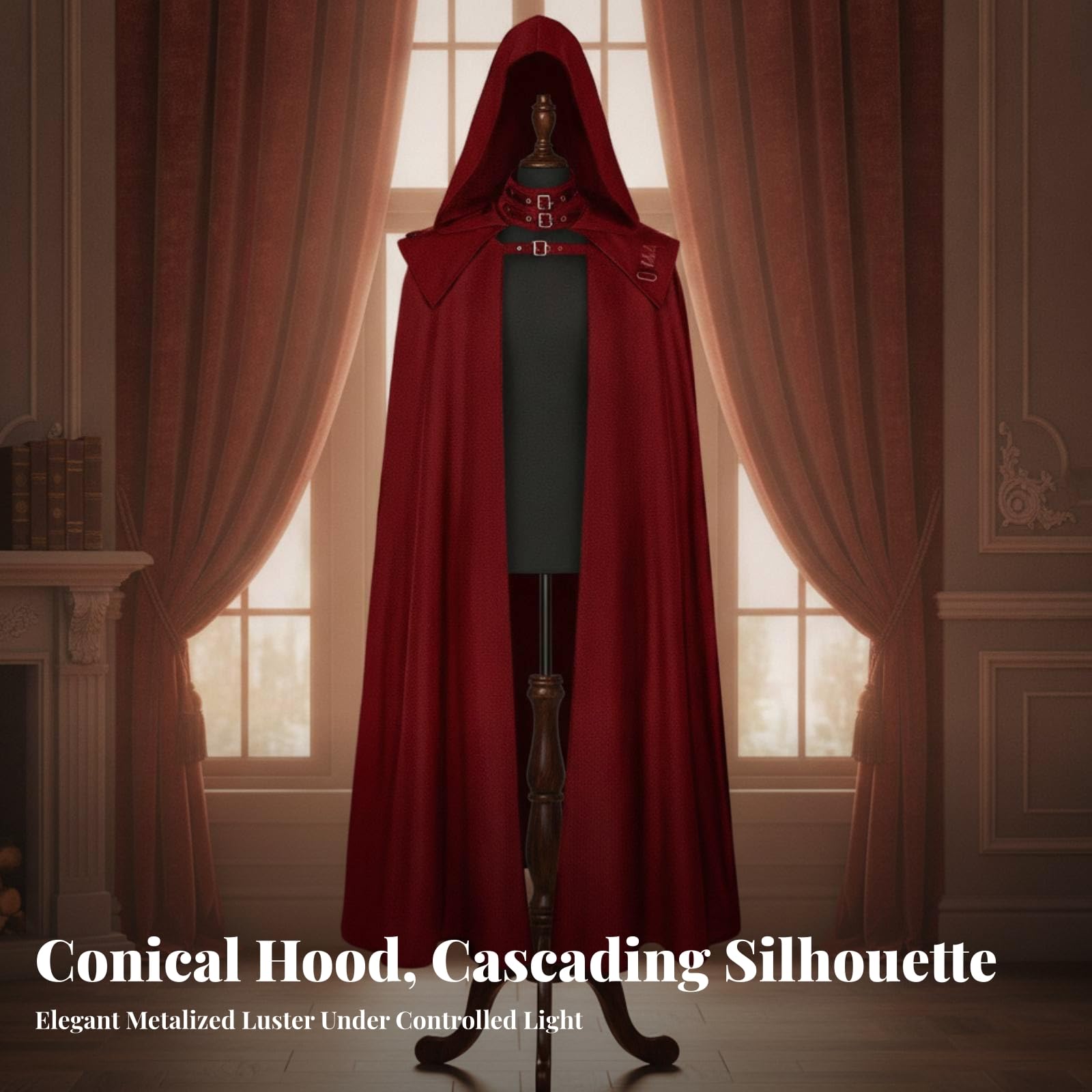 Capa Cosplay Gótico enigmática, Capa con Broche, para Festivales Góticos, Cosplayers, Rojo, S