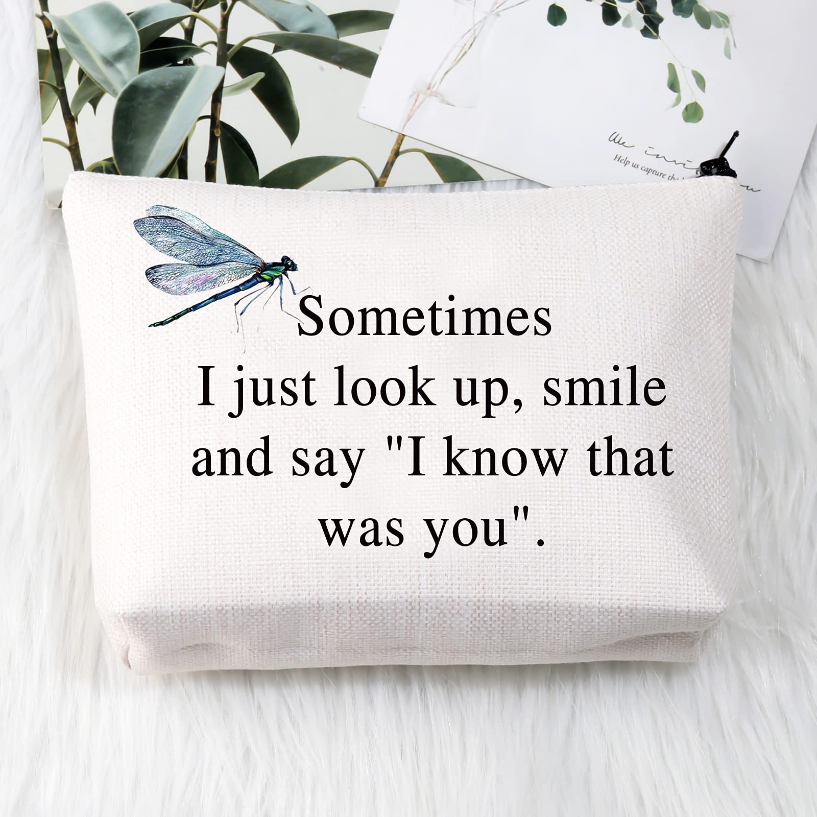 PLITI Dragonfly Memorial Gifts Sometimes I Just Look Up Smile and Say I Know That was You Dragonfly Makeup Organizer Bag(That was You Dragonfly U) - Image 3