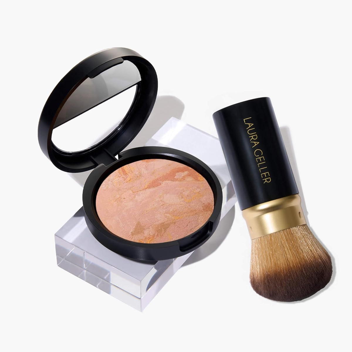 LAURA GELLER Baked Balance-n-Brighten Foundation con aerógrafo retráctil Kabuki Brush Set de maquillaje, Fair (2 PC)