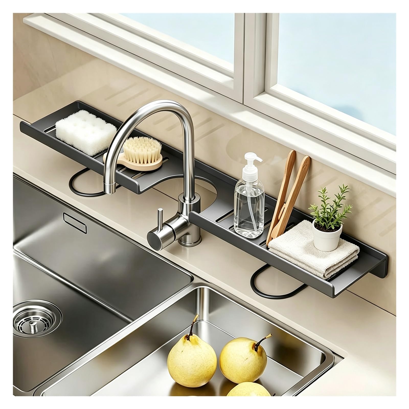 ZJKXJH Faucet Shelf for Sink, Space saving Behind Tap Organizer