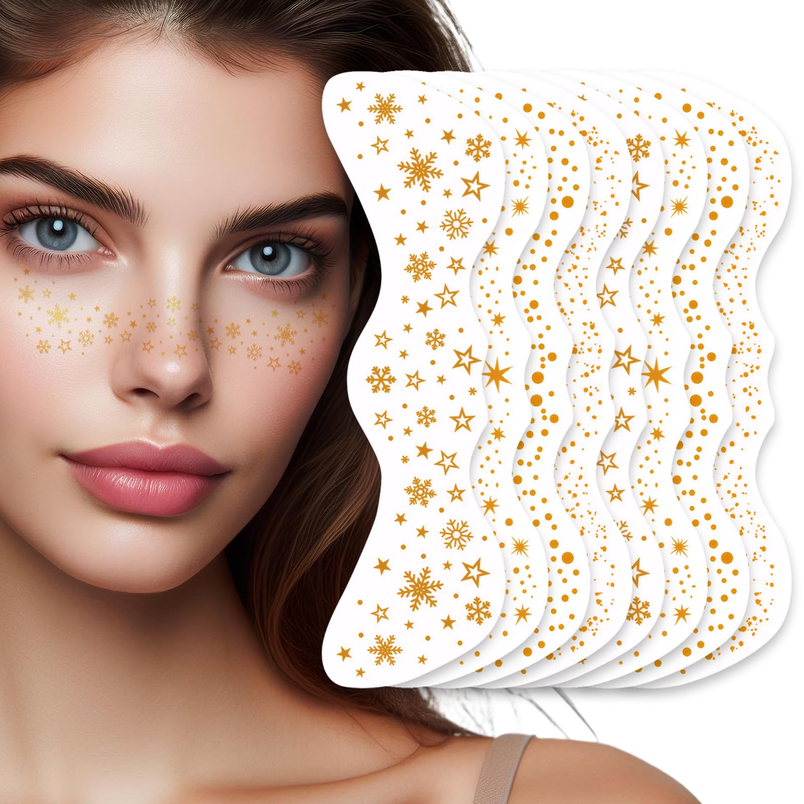 UICCVOKK 8 Pcs Glitter Freckles,Face Tattoos,Sparkle Freckle