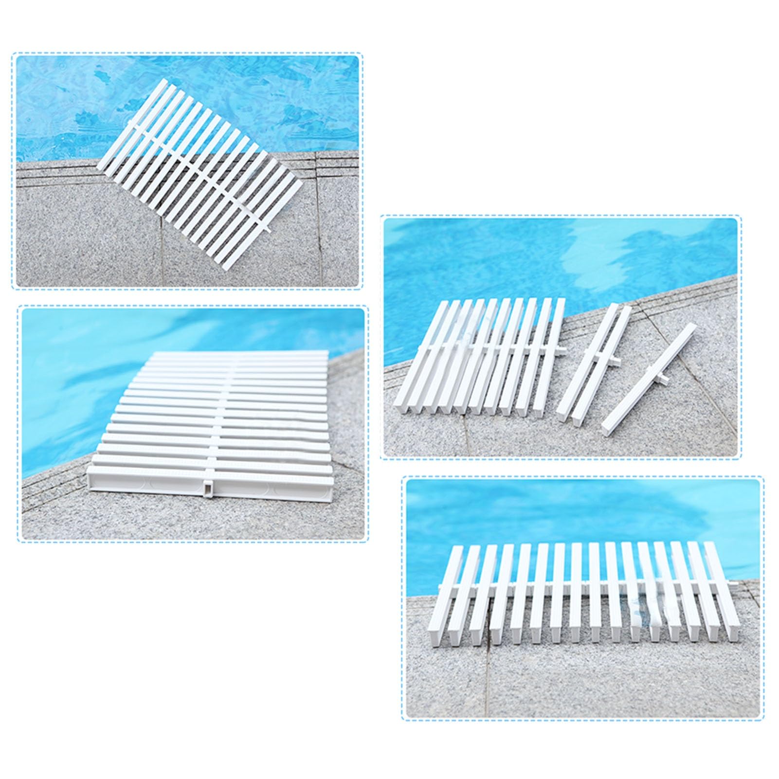 Griglia di Troppo Pieno per drenaggio Piscina, Copertura a griglia a interfaccia Singola con Texture a Rombi, per Bordi Piscina, vialetti e patii (25x100 cm/1 Pezzo)