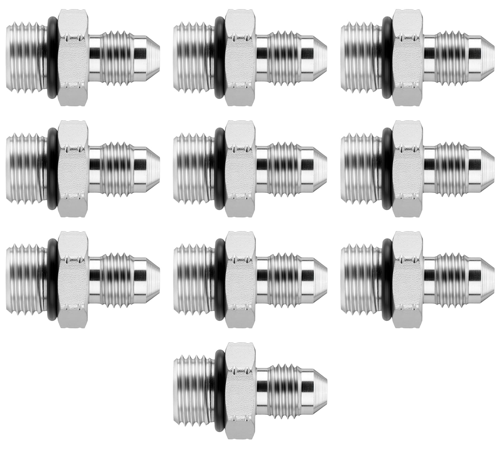 10PCS Hydraulic Adapter Fitting: 1/4" JIC Male x #6 SAE/ORB Male
