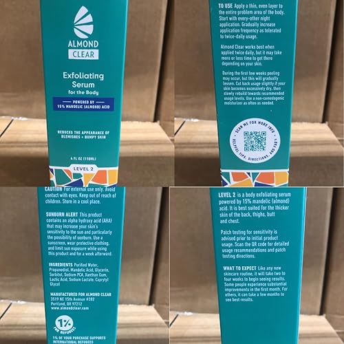 Miniatura 8 de Almond Clear Suero de nivel 2  Suero corporal de ácido mandélico para acné, foliculitis, piel envejecida, pelos encarnados, manchas oscuras en la