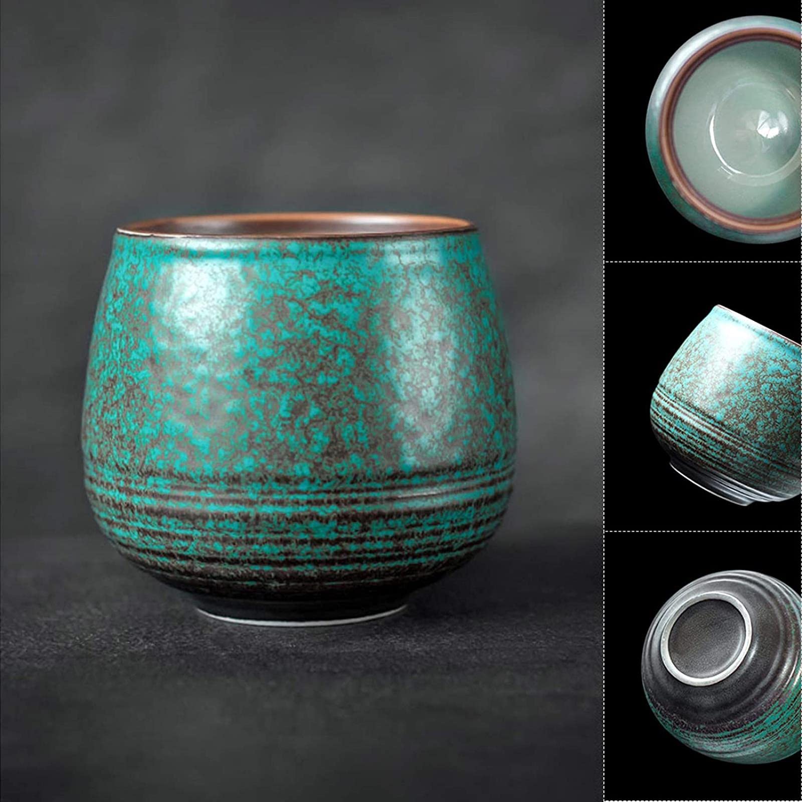 Juego de Sake conciso japonés de cerámica con Calentador, Tazas de Sake, Jarra para Servir y Cuenco Calentador, 6 Piezas