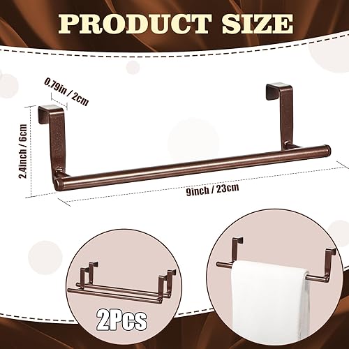 Miniatura 2 de Paquete de 2 toalleros para gabinete, toallero de acero sobre puerta, moderno sobre el gabinete, toallero, organizador de almacenamiento de 9