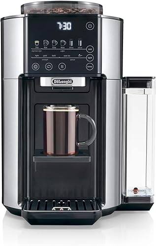 De'Longhi True Brew Cafetera de goteo, molinillo integrado, de una sola porción, de 8 a 24 onzas, café caliente o helado, inoxidable, CAM51025MB