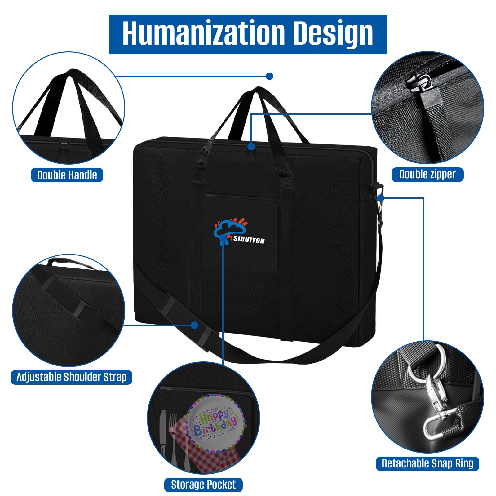 SIRUITON Folding Table Storage Bag, Portable 600D WaterProof Carry