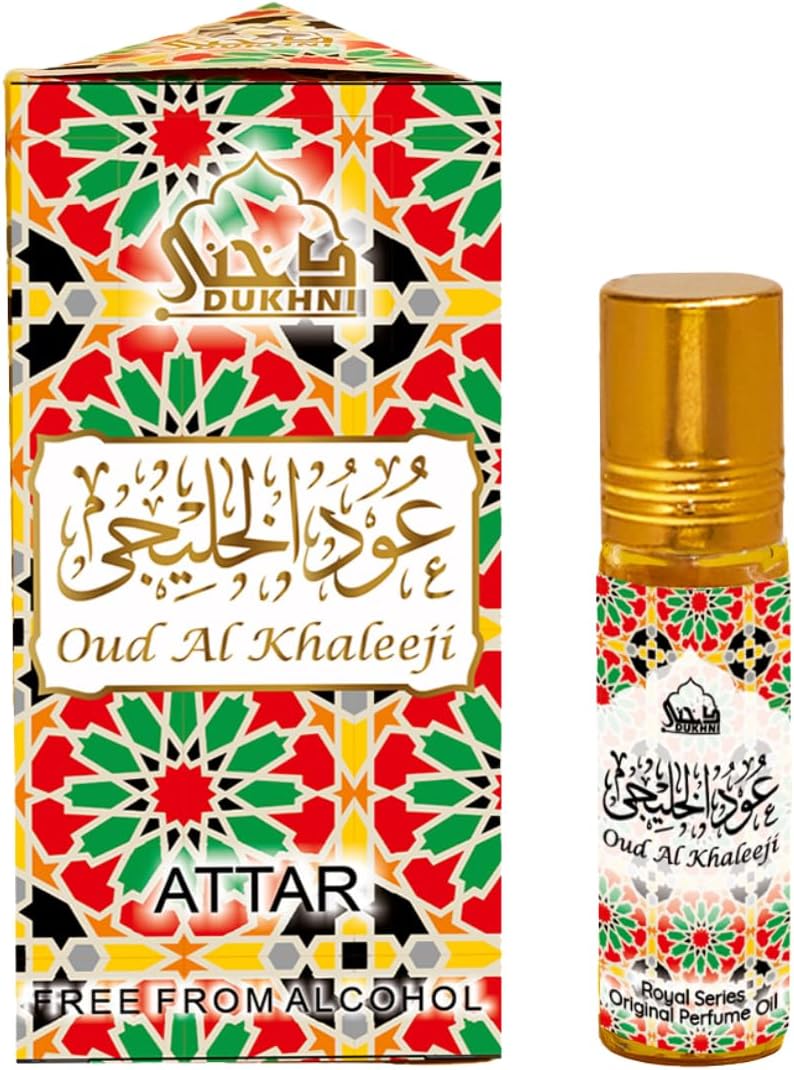 Oud Al Khaleeji Attar Oil by Dukhni | 6ml Zesty Roll on | Islamic Gifts | Arabian Oudh, Zesty Attar Oil, Travel-Size Attar Perfume for Men & Women | Alcohol-Free, Vegan, Long Lasting, Skin-Safe Athar