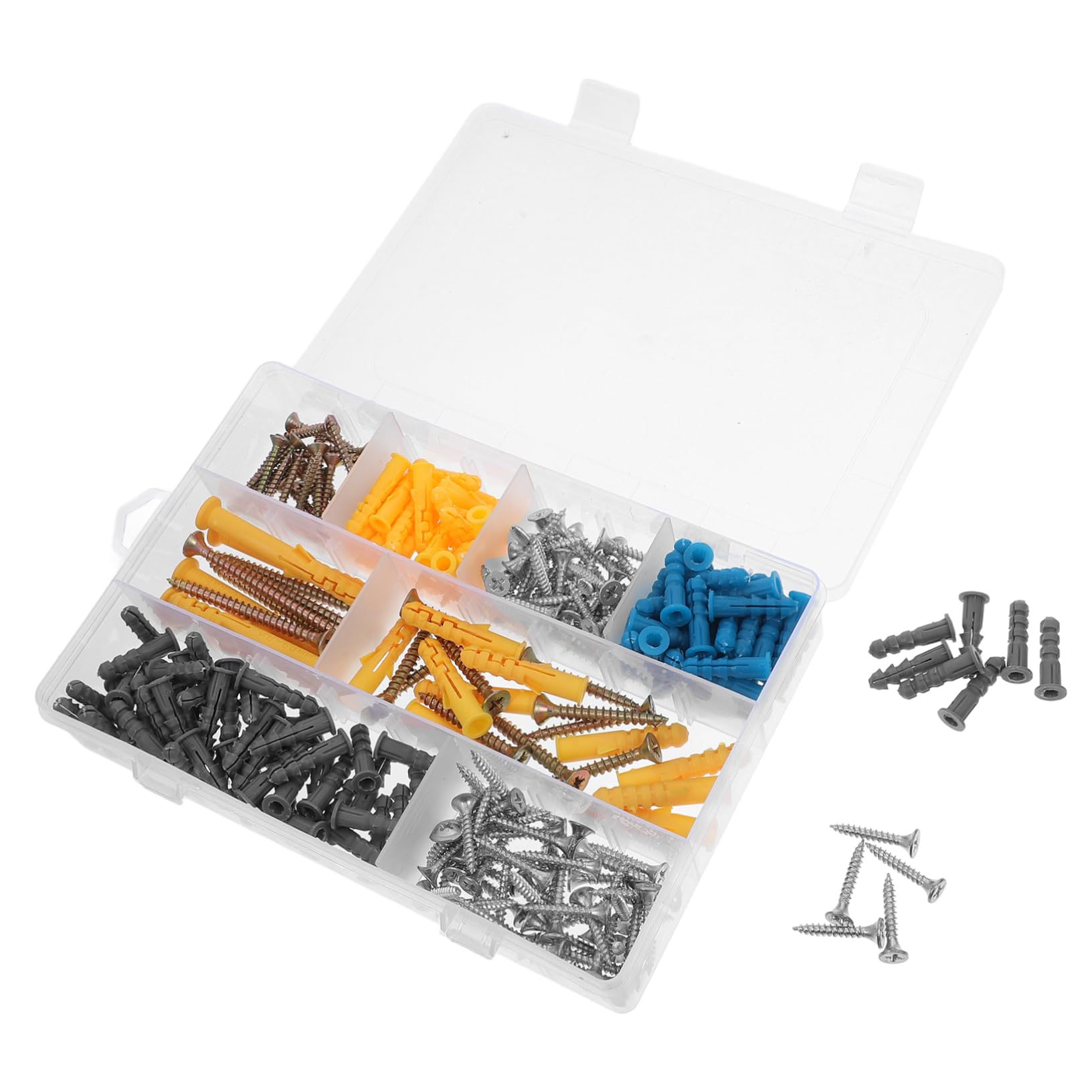 Alipis Full Set Wall Anchors Screws 5 Sizes Rubber Expansion Anchors Concrete Screws Easy to Install Home DIY