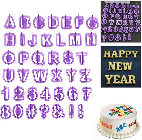 Miniatura 9 de Cortadores de letras de fondant, cortadores del alfabeto, juego de cortador de fondant de letras y números, 40 piezas, moldes de fondants para