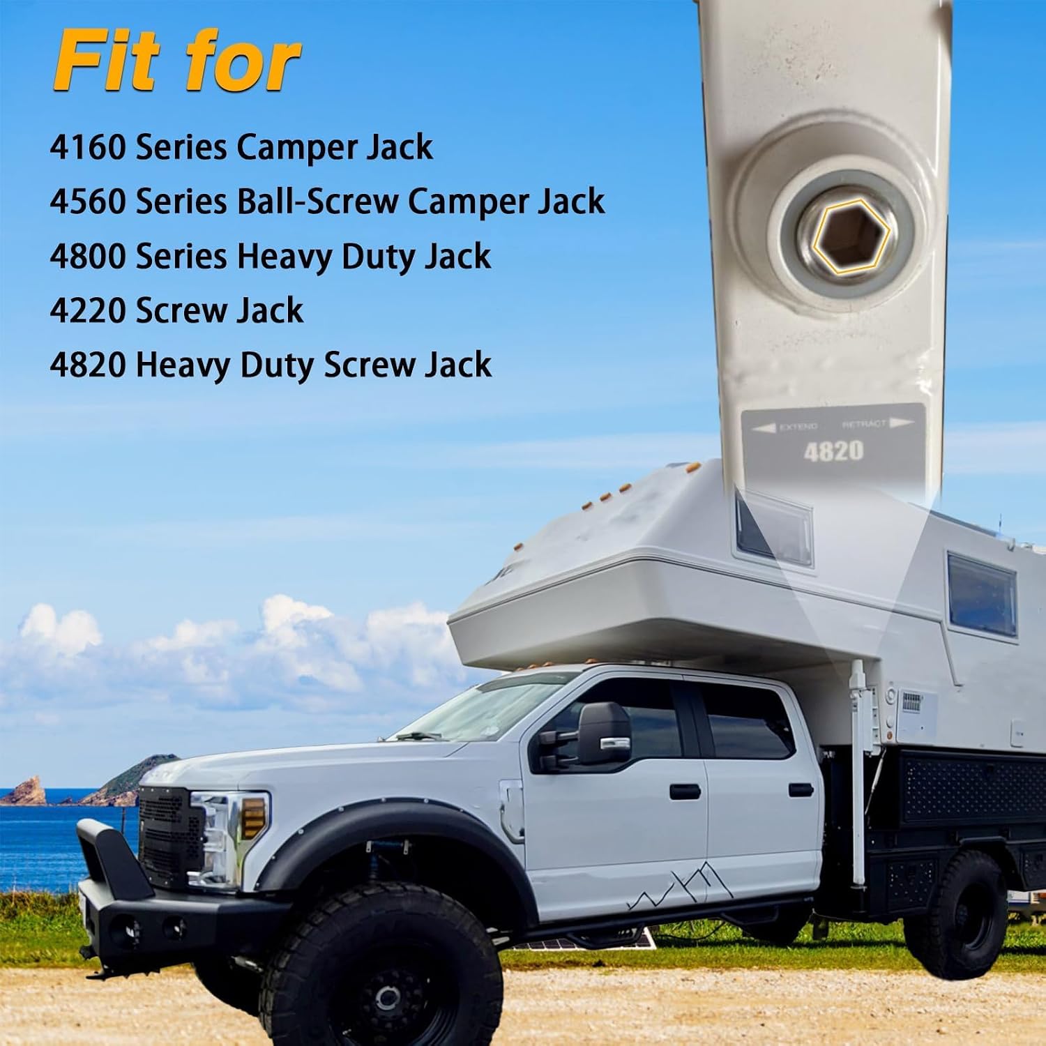 EVRBUL Upgraded Stainless Steel Hex Drive for Camper Truck Screw Jack System Hex Drive Screw Jack Electric Drill Adapter Drill Attachment for Truck Camper Screw Jack System