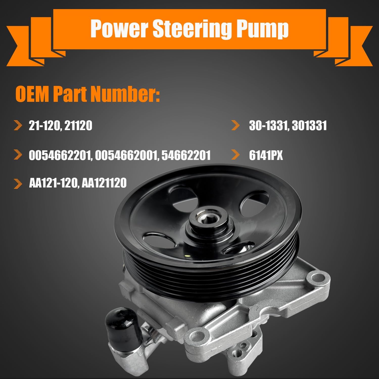 21-120 Power Steering Pump with Pulley Fits for Mercedes-Benz CL550 2009-2010, CLS550 2007-2011, E350/S550 2007-2009, E550 2008-2009, GL450 2007-2012, GL550 2008-2012,ML350,ML550,R350 Power Asist Pump