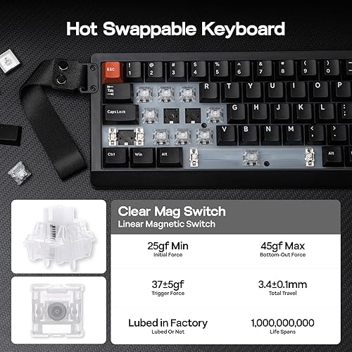 Miniatura 5 de EPOMAKER HE68 Lite - Teclado para juegos con efecto Hall, sondeo de 8k y tasa de escaneo de 128K, disparador ajustable de 0.000 in, latencia de