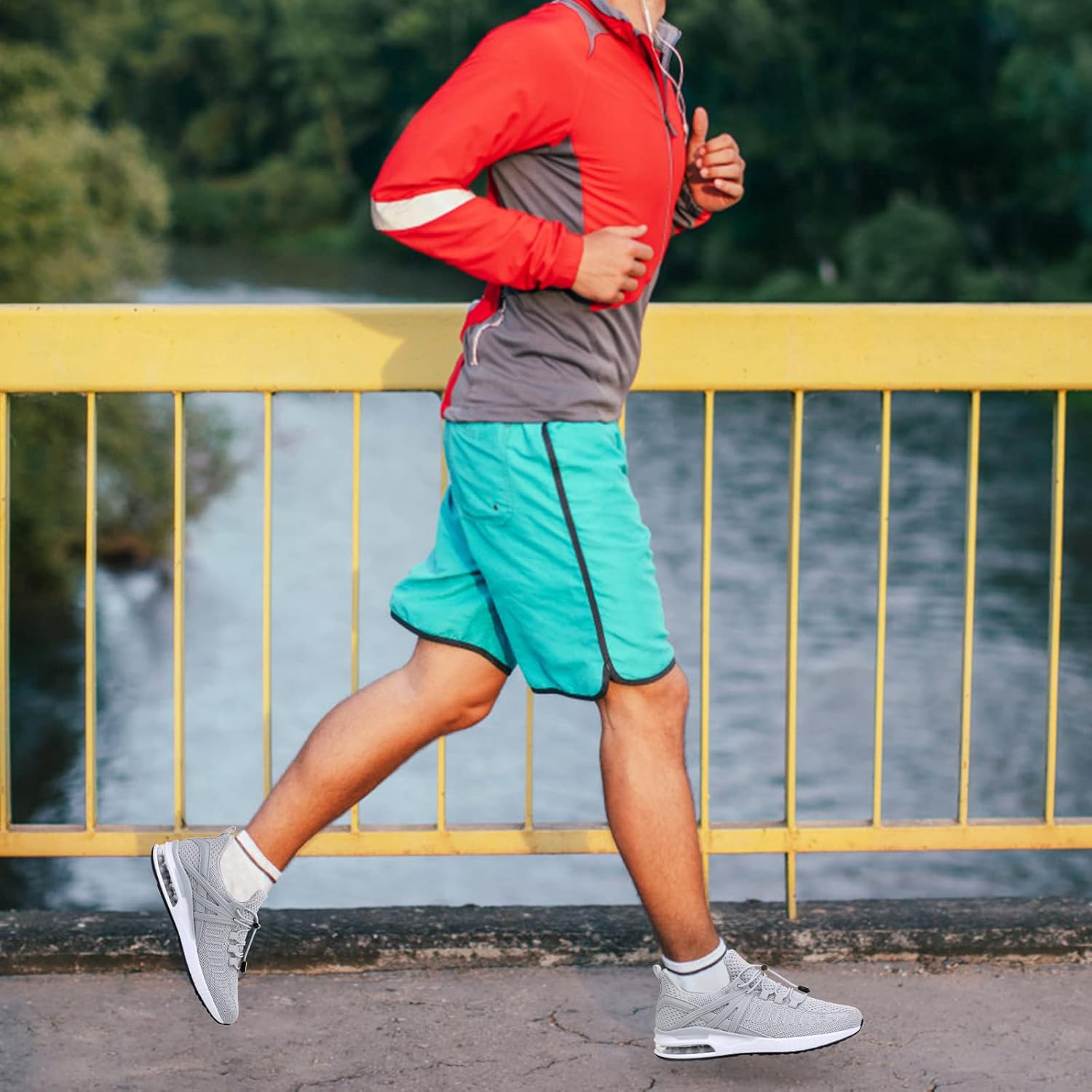 BOGOVER Men's Walking Shoes Non Slip Running Tennis Shoes Breathable Lightweight Air Cushion Sneakers for Tennis Gym Jogging(Grey, Numeric_12)