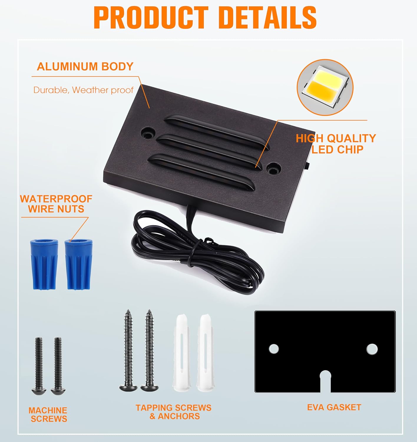 CLOUDY BAY 4 Inch 5CCT 12V 4W Low Voltage LED Step Light with Horizontal Louvered Faceplate for Steps Decks Stairs,Outdoor Stair Lights,Wet Locations,6 Pack,Oil Rubbed Bronze