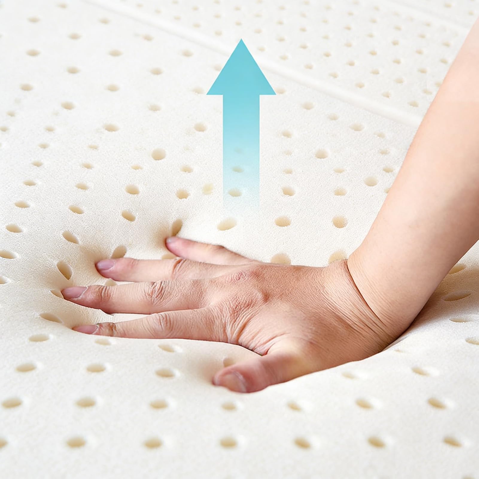 Topper per Materasso in Lattice 100% Naturale con Rivestimento in Cotone Biologico Senza Schiuma viscoelastica né Sostanze chimiche,5cm,180x200cm