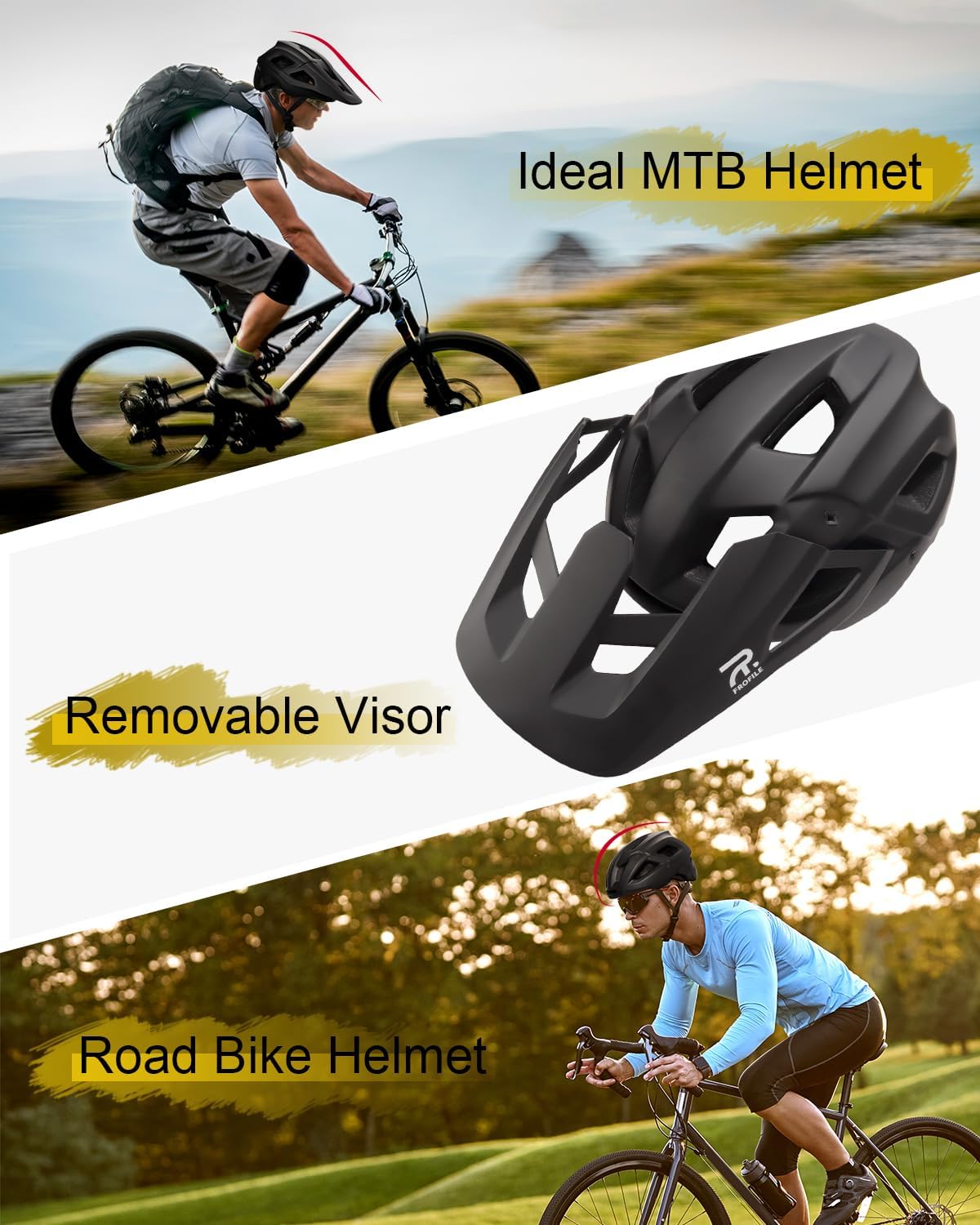 Mountain Bike Helmet for Adult - Pinch-Free Magnetic Buckle, CPSC Certificated MTB Bicycle Helmets with Detachable Visor for Men & Women