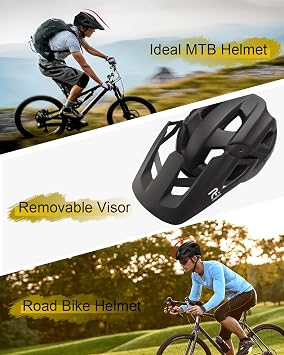 Mountain Bike Helmet for Adult - Pinch-Free Magnetic Buckle, CPSC Certificated MTB Bicycle Helmets with Detachable Visor for Men & Women