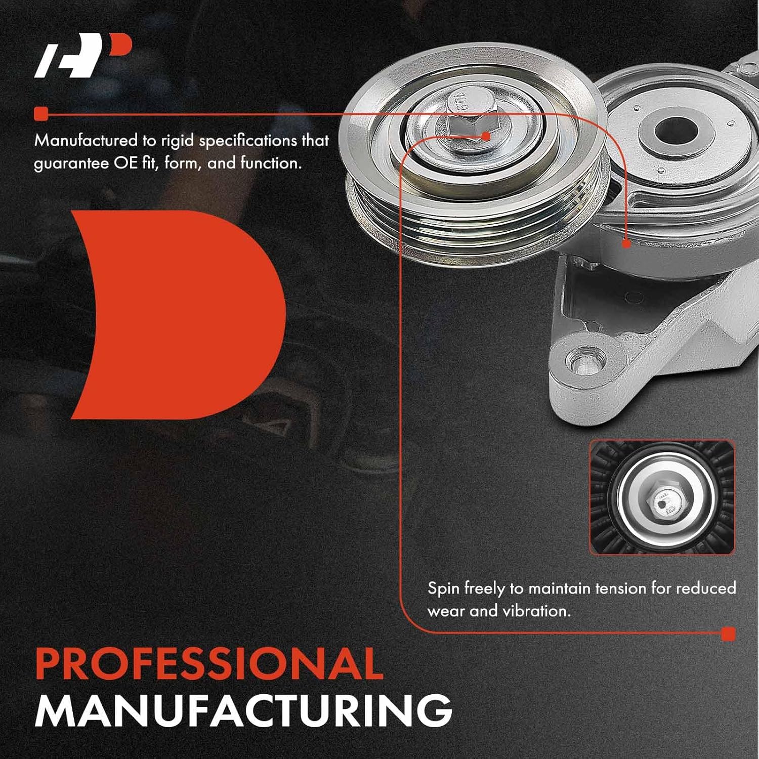 A-Premium Belt Tensioner Assembly with Pulley Compatible with Honda CR-Z 2011-2014, Insight 2010-2013, Electric Gas, Replace# 31170RBJ003, 31170-RBJ-003