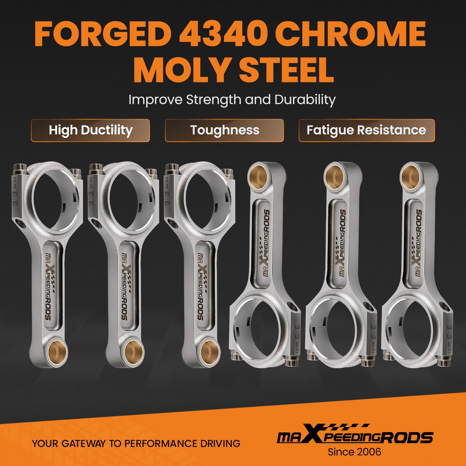 Amazon.com: maXpeedingrods Forged I-Beam Connecting Rods ARP for