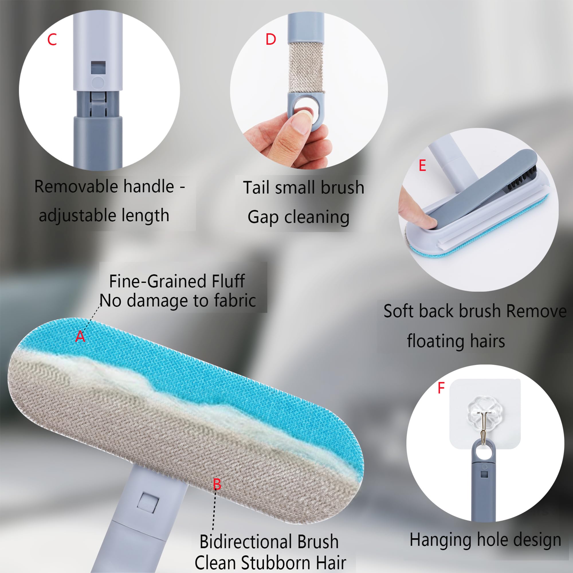 Pet Hair Remover for Furniture, 17.3Inch, Reusable Lint Brush for Dog and Cat Hair - Multifunctional Fur Removal Tool, Gentle on Couches, Carpets, Car Seat, Clothes, Bedding - image 5