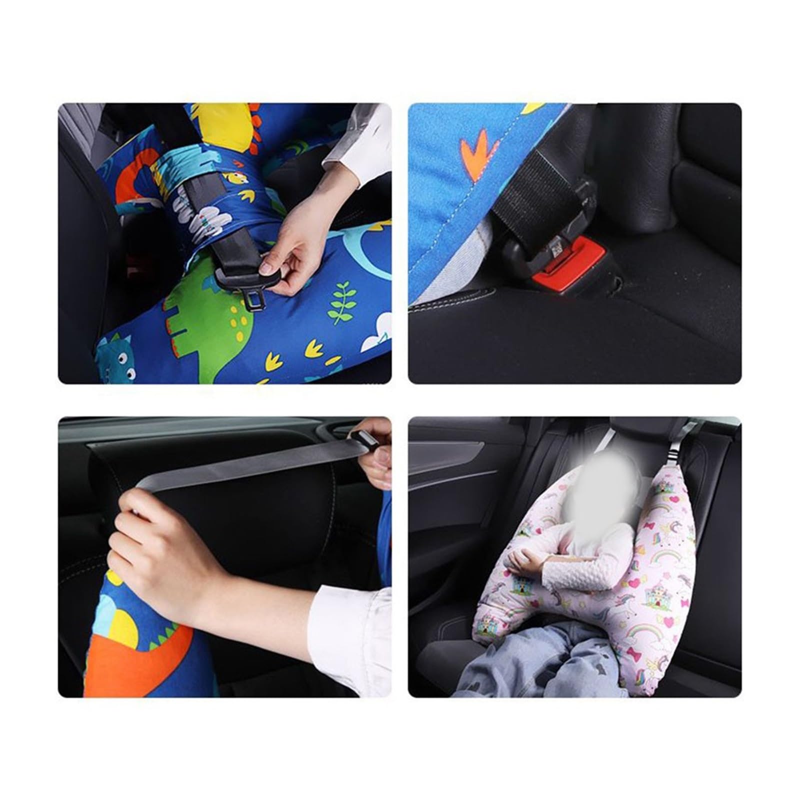 SSIMOO Soporte for la cabeza del cuello del niño con patrón animal lindo, cojín de almohada de viaje for niños en forma de U compatible con el asiento del automóvil, almohada de seguridad for el cuell
