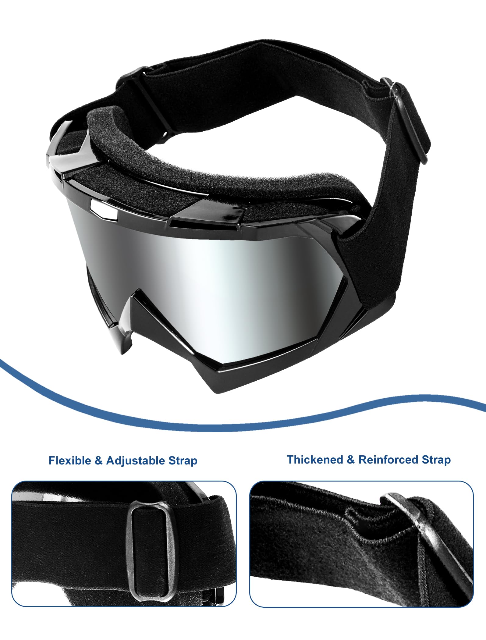 Motocross-Brille, 2 Stück, Motocross-Brille, ATV, Dirtbike, staubdicht, winddicht, Off-Road-Rennen, MX, Vierradbrille für Erwachsene, Herren, Damen, Jugendliche