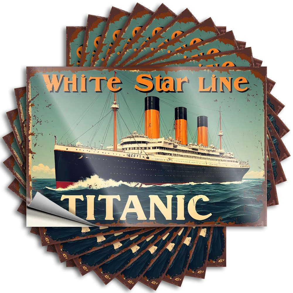 Bar Room Decor Decals - Autumn Darts Garage Vintage Poster of The Titanic(12X18CM)