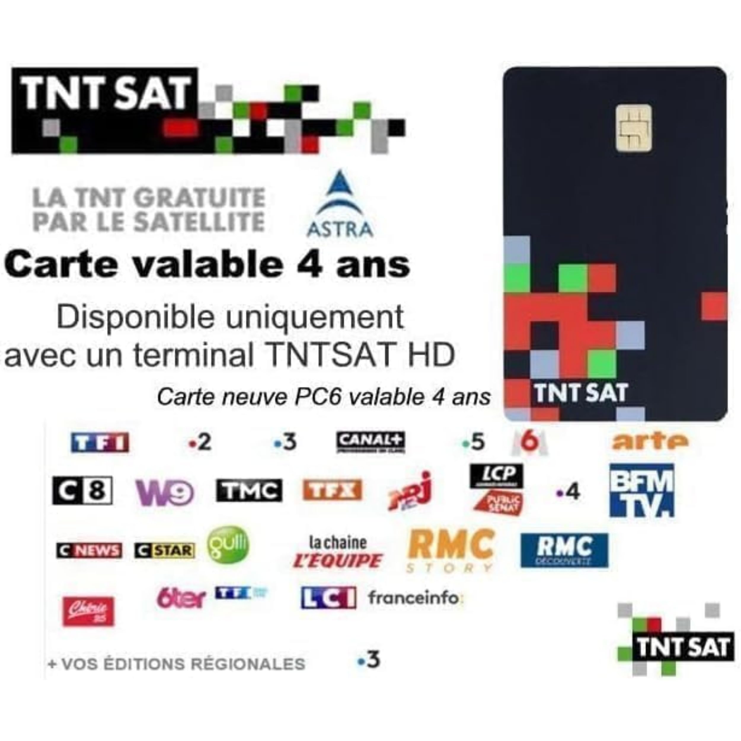 Tarjeta oficial TNT Sat – nueva – válida para 4 años – Receptor de satélite