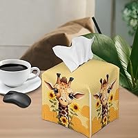 Vista 3 de Caja de pañuelos de jirafa de girasol, soporte cuadrado de pañuelos para baño, soporte de papel higiénico, accesorios de escritorio, organizador