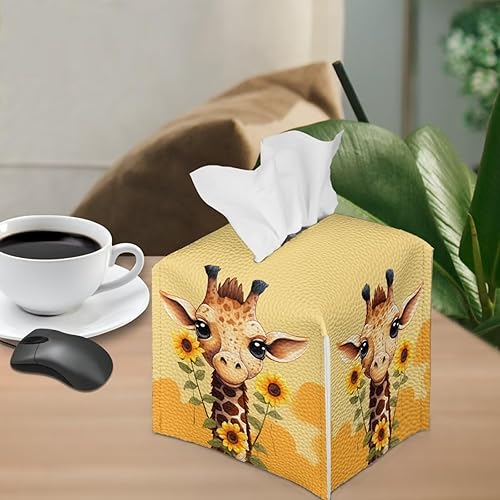 Miniatura 3 de Caja de pañuelos de jirafa de girasol, soporte cuadrado de pañuelos para baño, soporte de papel higiénico, accesorios de escritorio, organizador