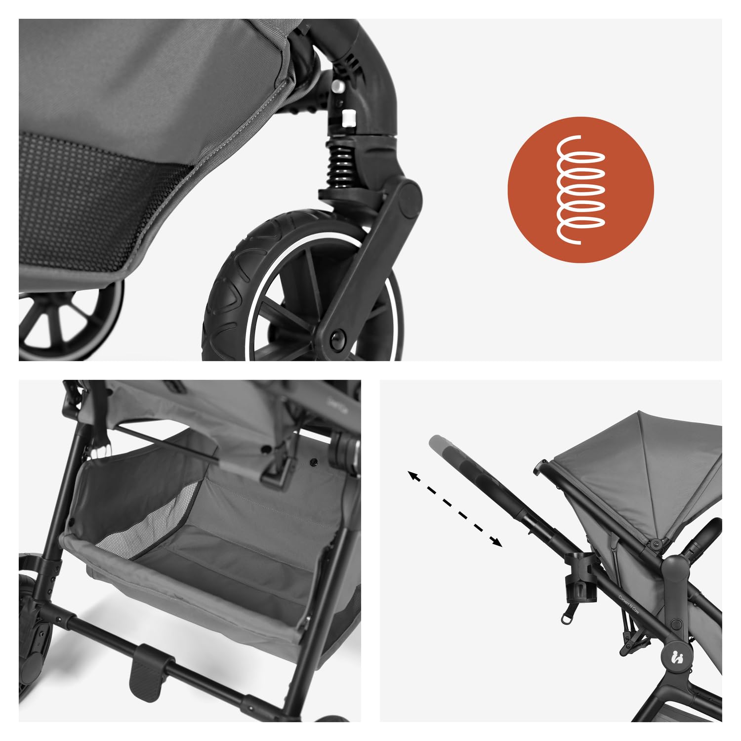hauck Convert N Care Carrito Bebe 2 en 1 desde el Nacimiento hasta 22 kg - Capazo Convertible en Asiento Reversible - Protección UV 50+ - Ruedas de Goma - Con Adaptadores para Grupo 0+ - Gris
