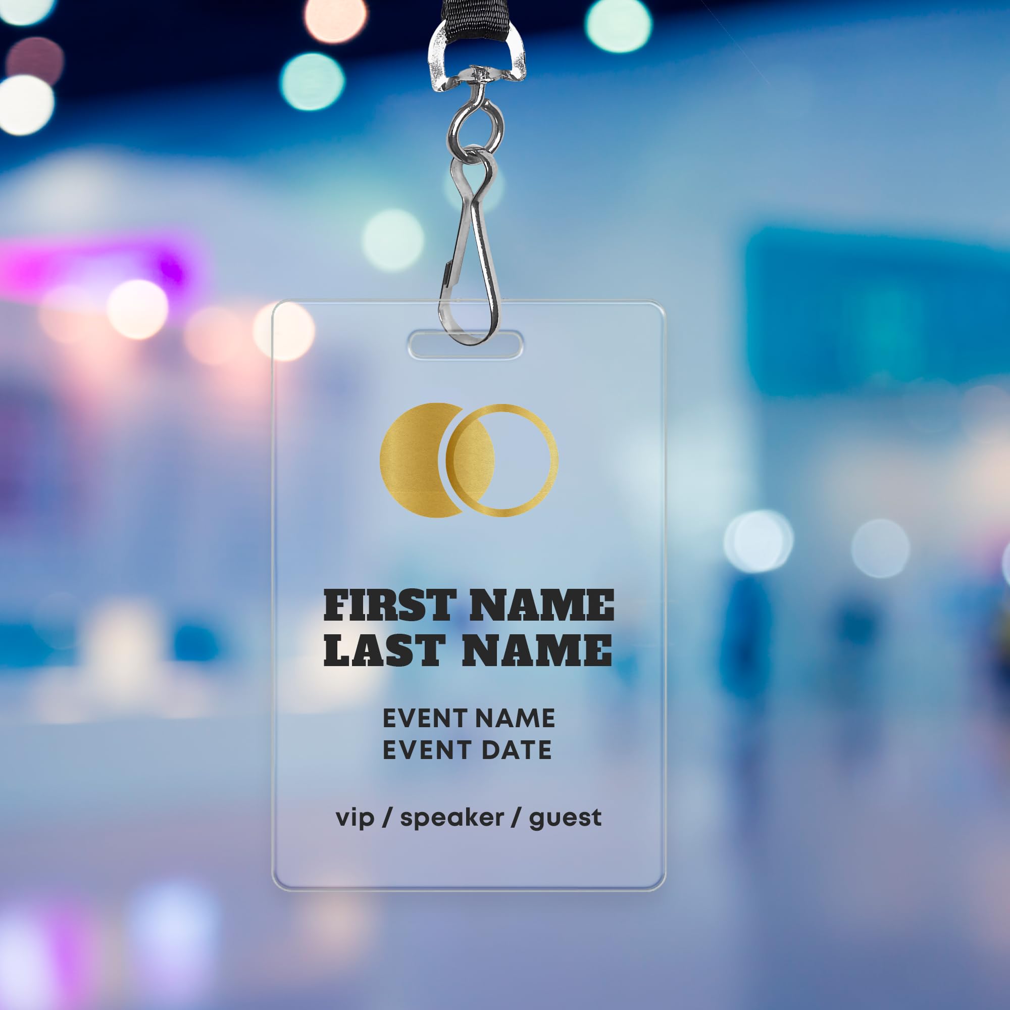 EGD Custom ID Badge Holder on Clear Acrylic | Personalized Name Tag with Logo, Title & Event Info | Business Card Holder with Lanyard for Staff, VIP,