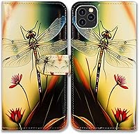 Vista 9 de Funda para iPhone 12 Pro Max, diseño de libélula con tapa y soporte para tarjeta y soporte para iPhone 12 Pro Max