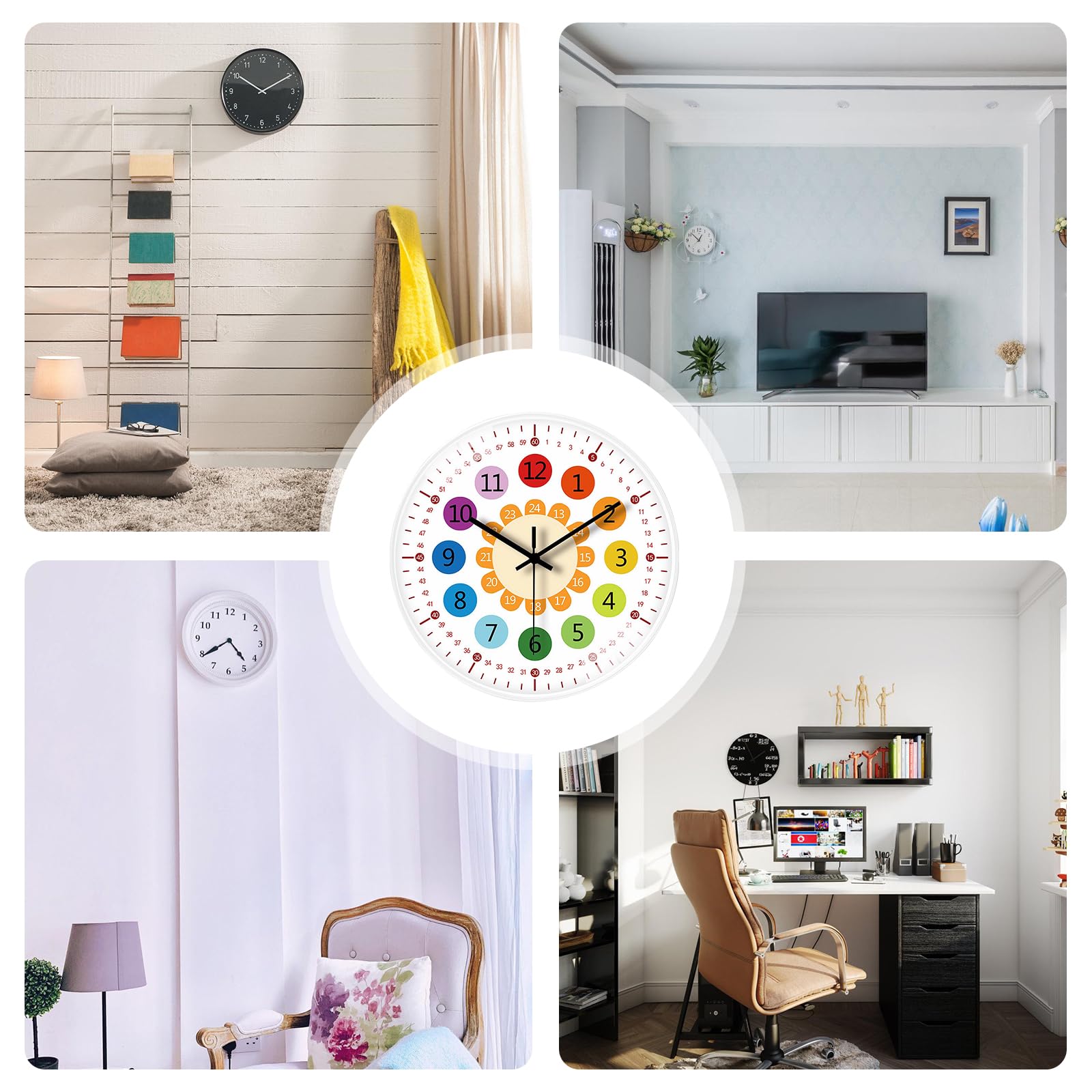 Orologio Da Parete Bambini SPORWAY - Senza Ticchettio, Educativo 30cm Per Cameretta - Foto 5