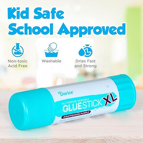 Miniatura 29 de Darice Barras de pegamento gigantes, gran barra de pegamento Jumbo XL de 4.06 oz, lavable, no tóxico, suministros escolares para el aula, 1 paquete