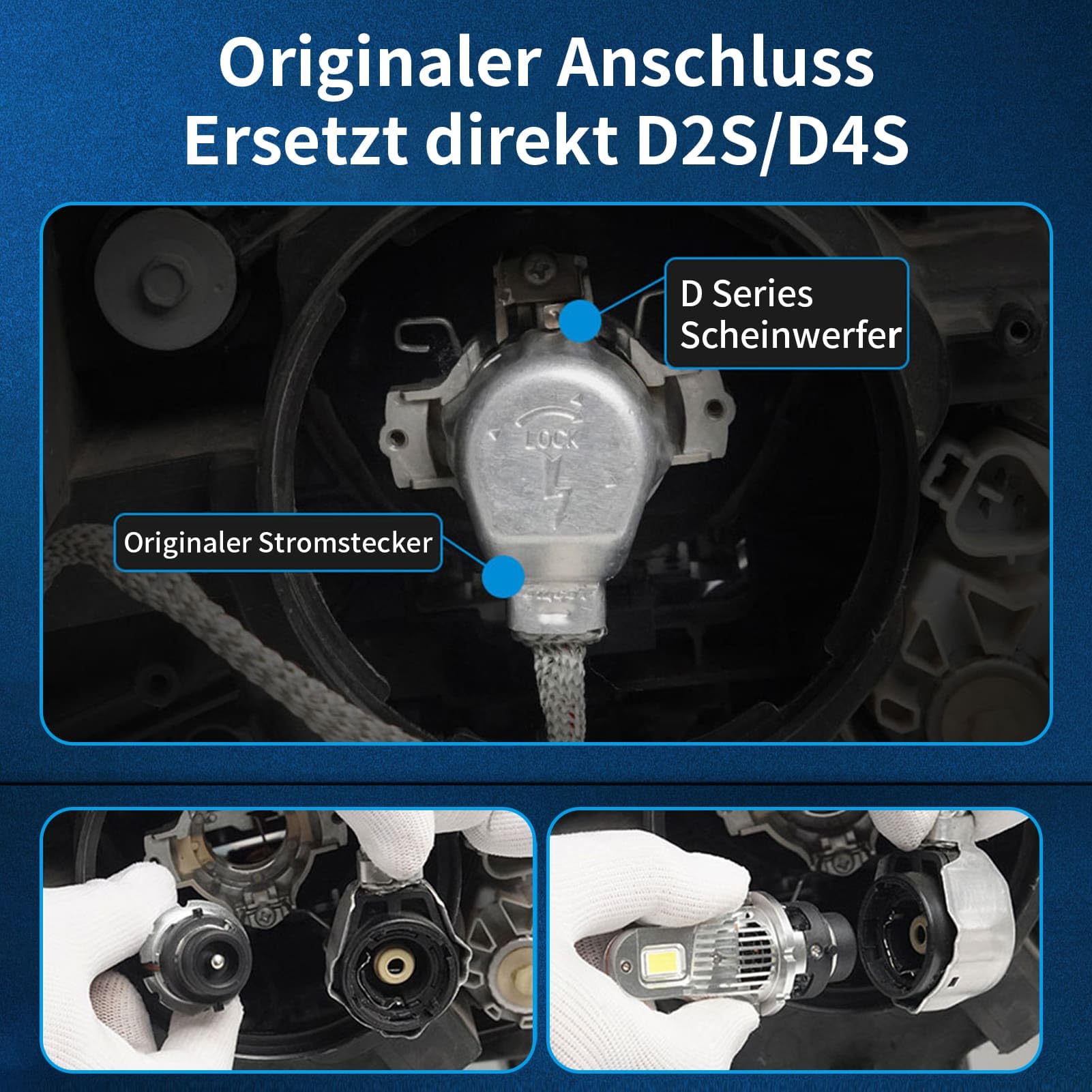 D2S Xenon Brenner 12V 40W – Xenon D2S Scheinwerferlampe 6500K Weiß – Anti-UV mit Zulassung– Ersatz Lampen für Abblendlicht & Fernlicht – 2 Stück