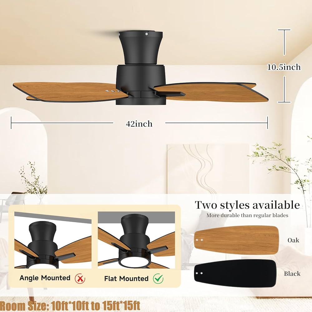 Amazon.com: Roomratv Ceiling Fans with Lights,42 inch Flush