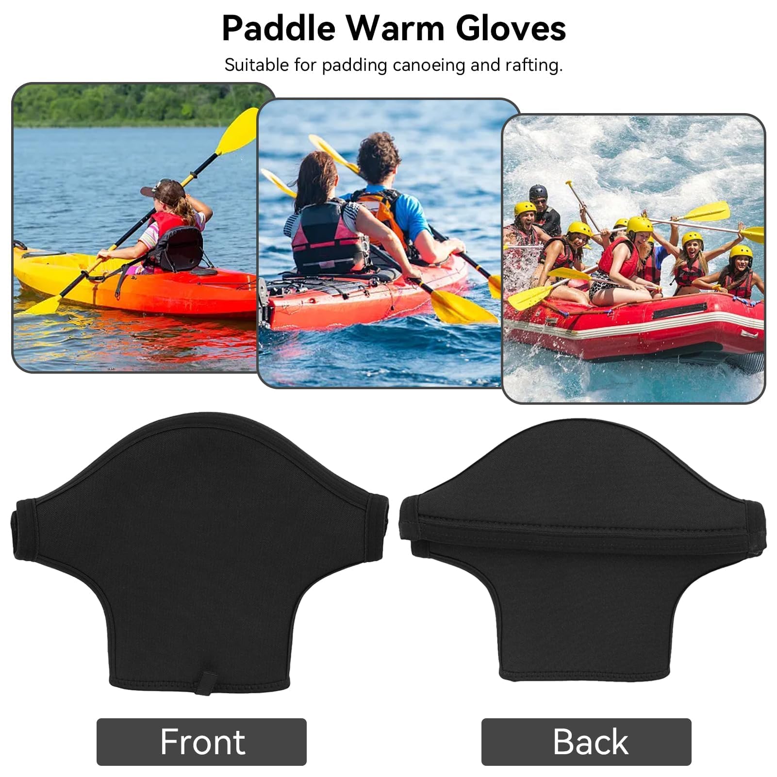 HERCHR Guantes de Remo de Neopreno, 1 Par 200g Guantes de Remo para Kayak Guantes de Kayak Antideslizantes e Impermeables para Kayak, Recorridos en Canoa, Kayak y Raftin(Negro)
